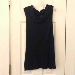 Black sleeveless cowl neck top